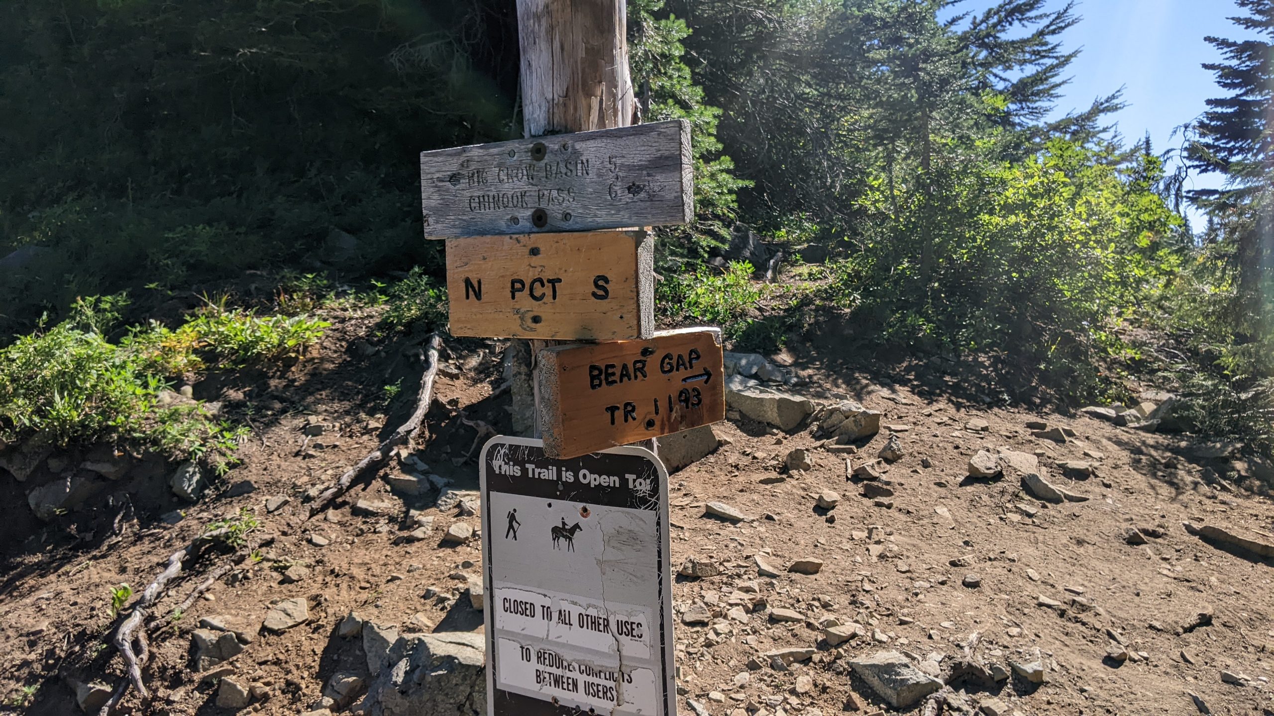Junction sign on the Pacific Crest Trail